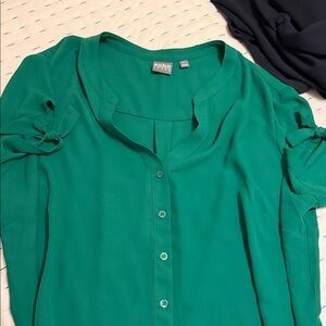 Soho Emerald Button-Up Blouse